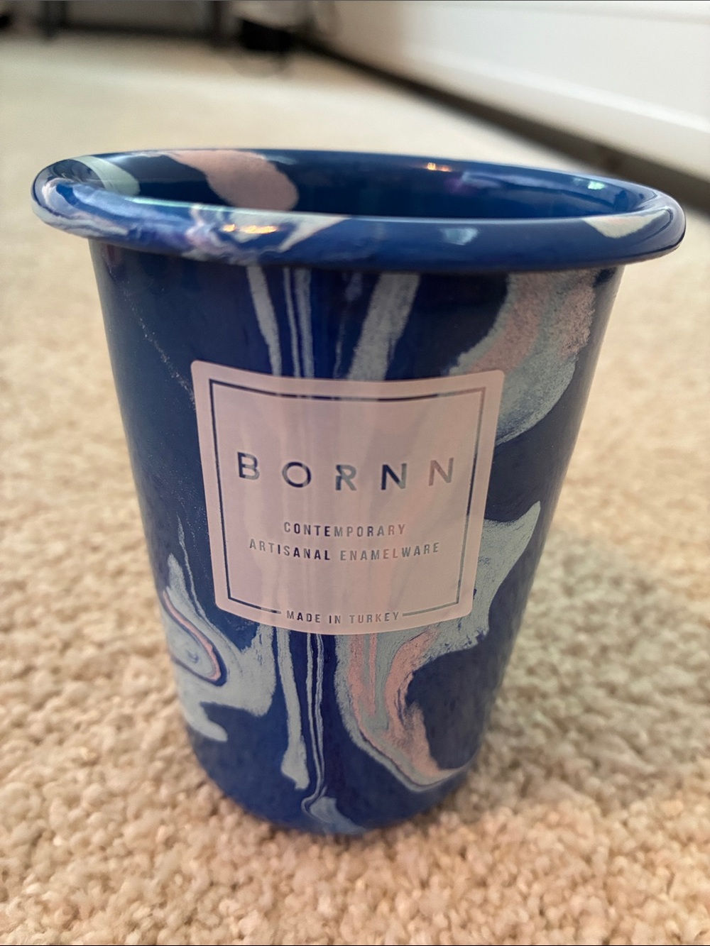 Bornn Blue Marble Enamel Tumbler - Contemporary Bath Accessory
